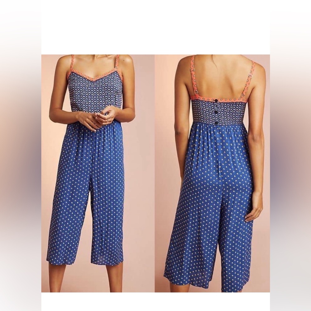 Anthropologie Boho-chic Floral Sleeveless Jumpsuit